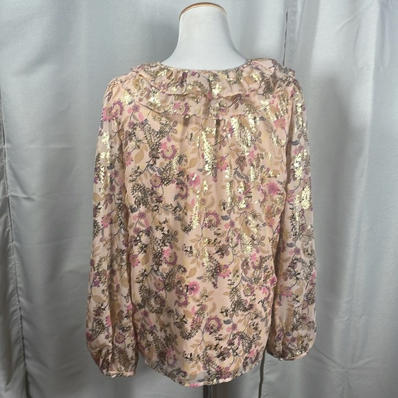 LOFT Floral Blouse with Gold Accents - Picture 3 of 4